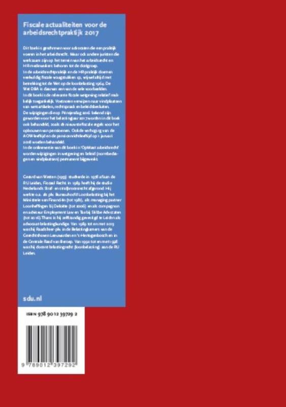 Achterkant van Fiscale actualiteiten voor de arbeidsrechtpraktijk 2017
