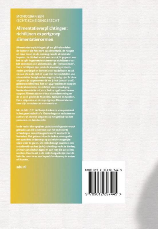 Achterkant van Alimentatieverplichtingen: richtlijnen werkgroep alimentatienormen