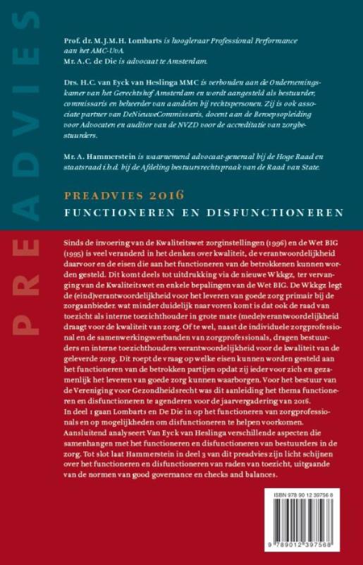 Achterkant van Functioneren en disfunctioneren