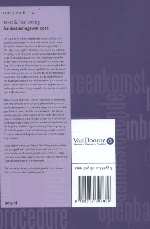 Achterkant van Aanbestedingswet 2012