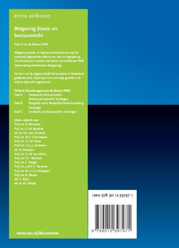 Achterkant van 2016-2017 deel A van de Blauwe VNW