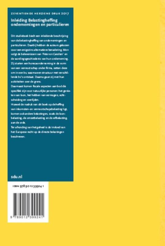 Achterkant van Inleiding belastingheffing ondernemingen en particulieren