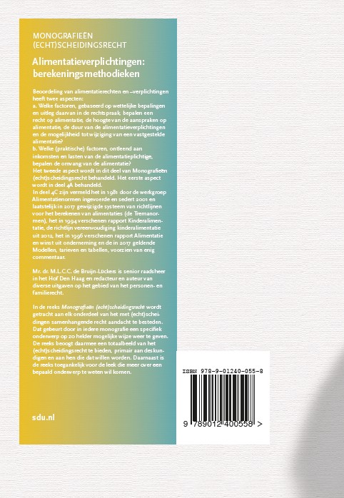 Achterkant van Alimentatieverplichtingen. Berekeningsmethodieken. Editie 2017