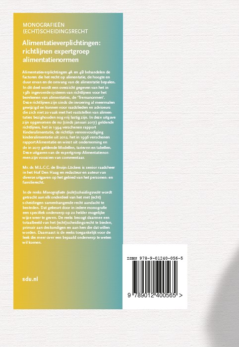 Achterkant van Alimentatieverplichtingen Richtlijnen Werkgroep Alimentatienormen