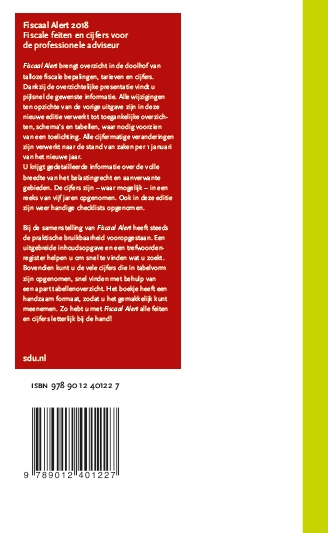 Achterkant van Fiscaal Alert 2018.