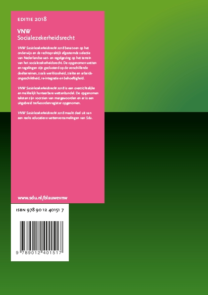Achterkant van VNW Socialezekerheidsrecht 2018