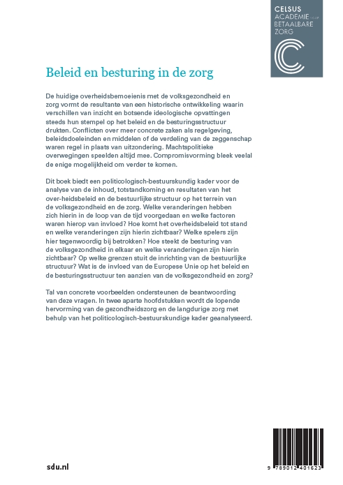 Achterkant van Beleid en besturing in de zorg