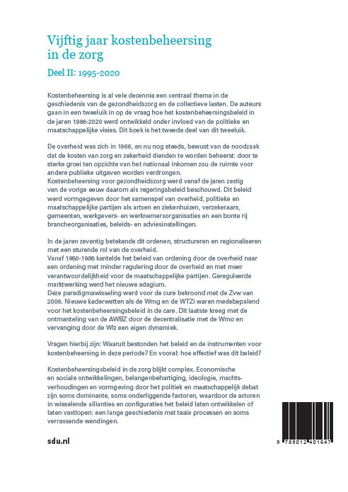 Achterkant van Vijftig jaar kostenbeheersing in de zorg. Deel II: 1995-2020
