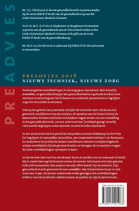Achterkant van Nieuwe techniek, nieuwe zorg