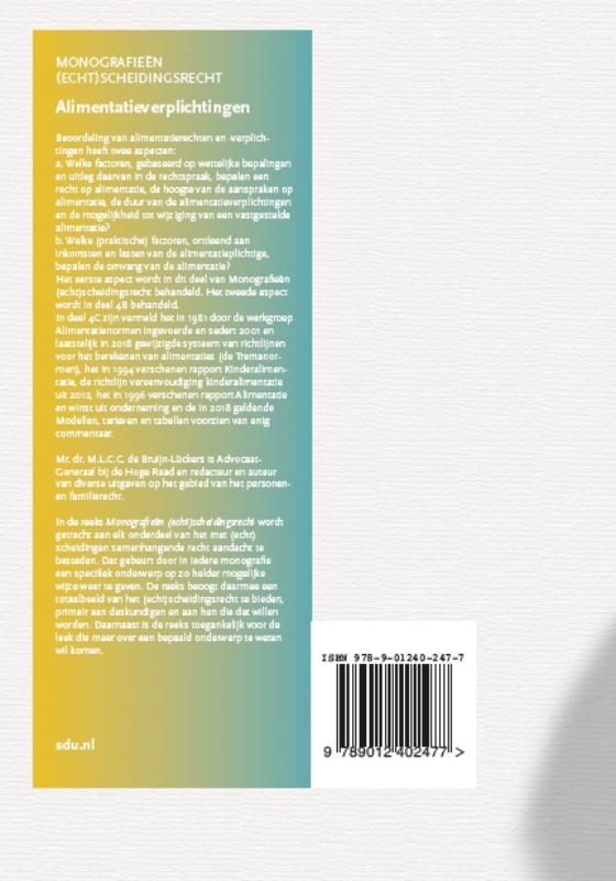 Achterkant van Alimentatieverplichtingen. Editie 2018