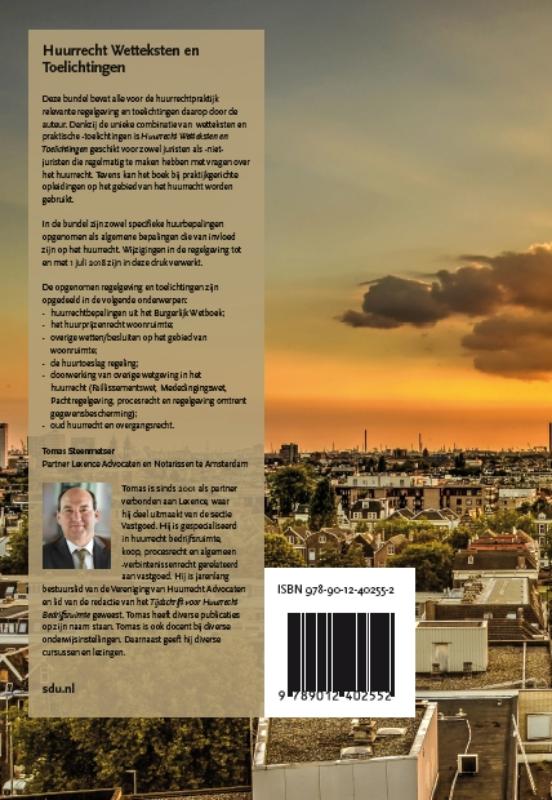 Achterkant van Huurrecht Wetteksten en Toelichtingen. 2018-2019