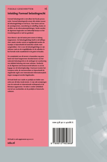 Achterkant van Inleiding Formeel Belastingrecht