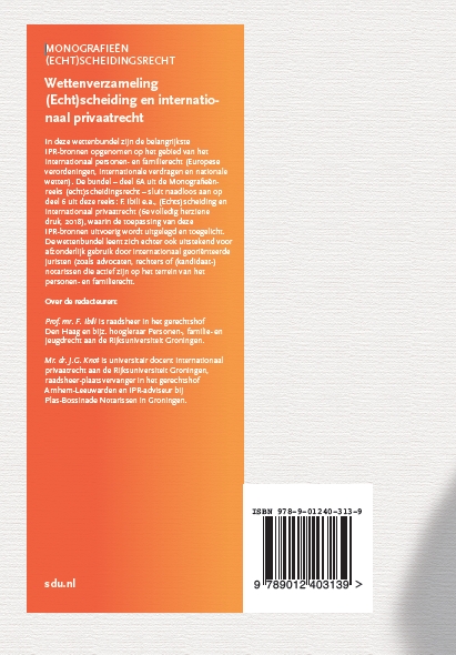Achterkant van Sdu Wettenverzameling Internationaal Privaatrecht (Personen- en Familierecht)