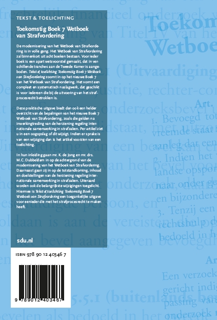 Achterkant van Toekomstig Boek 7 Wetboek van Strafvordering.