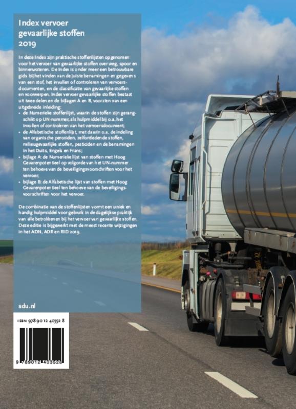 Achterkant van Index Vervoer Gevaarlijke Stoffen 2019
