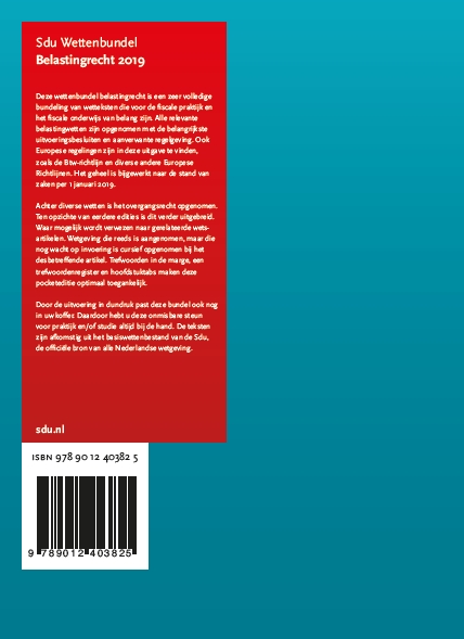 Achterkant van Sdu Wettenbundel Belastingrecht 2019
