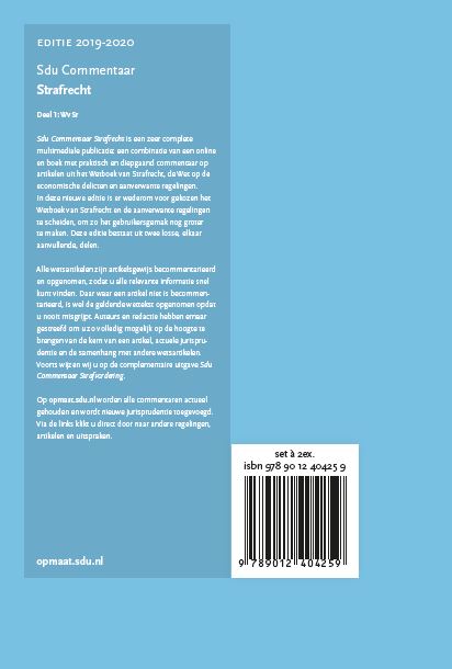 Achterkant van Sdu Commentaar Strafrecht. Editie 2019-2020