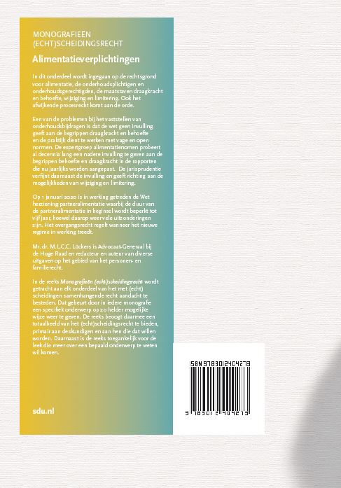 Achterkant van Alimentatieverplichtingen. Editie 2020