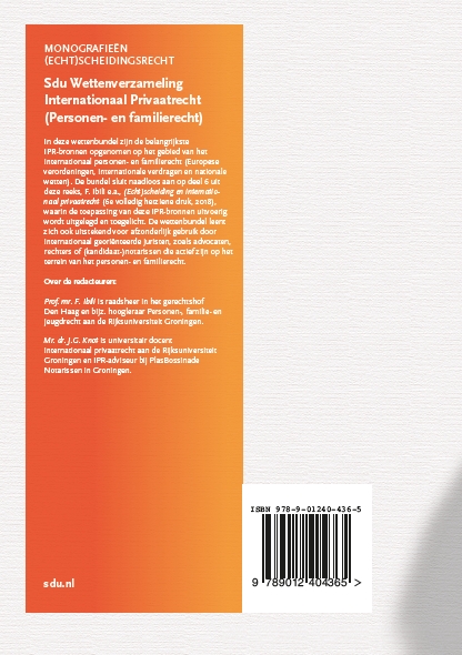 Achterkant van Sdu Wettenverzameling Internationaal Privaatrecht (Personen- en Familierecht)