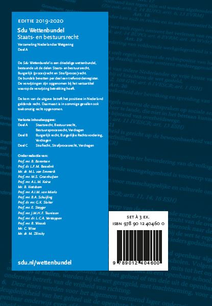 Achterkant van Sdu Wettenbundel 2019-2020 (set 3 ex)