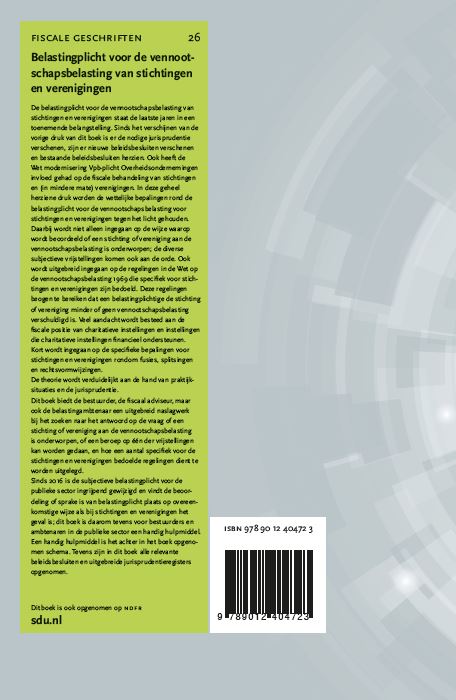 Achterkant van Belastingplicht voor de vennootschapsbelasting van stichtingen en verenigingen