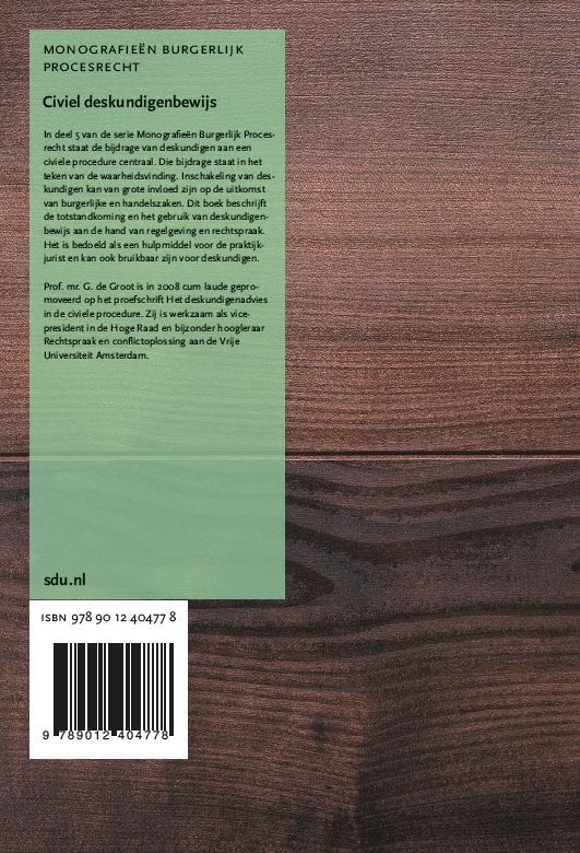 Achterkant van Civiel deskundigenbewijs