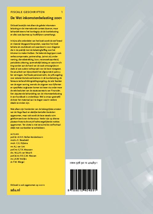 Achterkant van De Wet Inkomstenbelasting 2001, Editie 2019