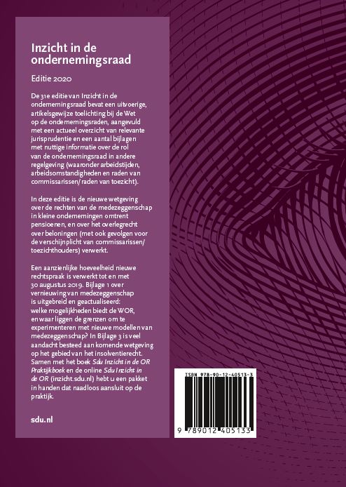Achterkant van Inzicht in de ondernemingsraad. Editie 2020