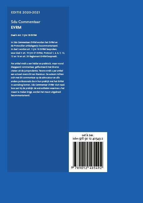 Achterkant van Sdu Commentaar EVRM 2020-2021 (set 2 ex.)