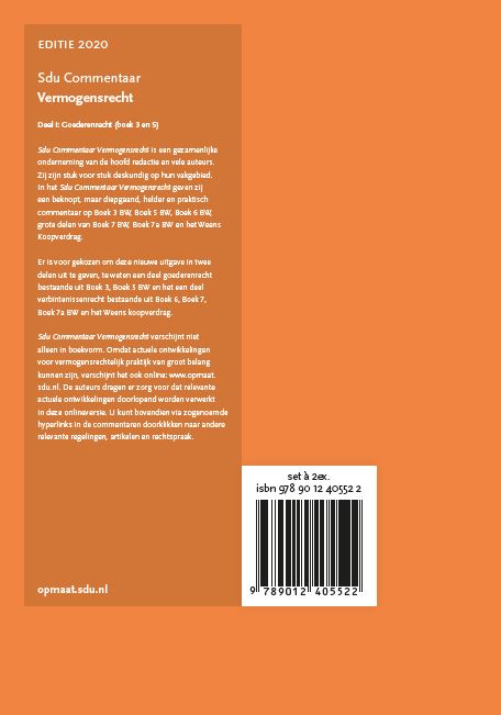 Achterkant van Sdu Commentaar Vermogensrecht 2020 (set van 2 delen)
