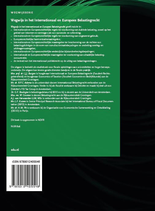 Achterkant van Wegwijs in het Internationaal en Europees Belastingrecht