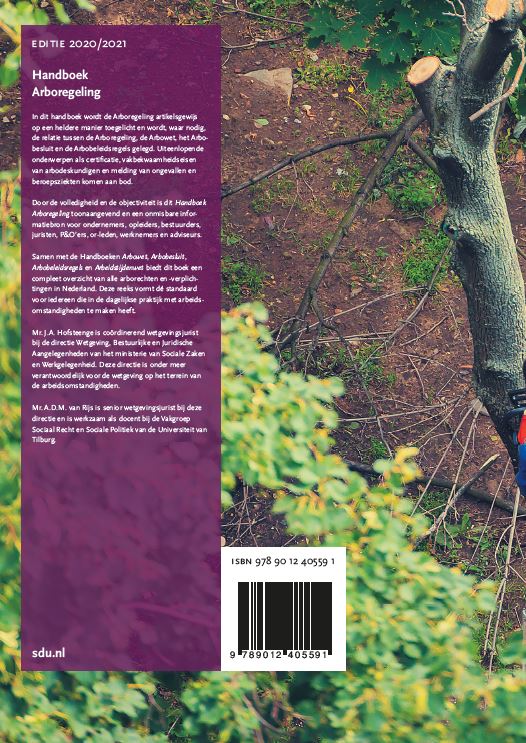 Achterkant van Handboek Arboregeling. Editie 2020-2021