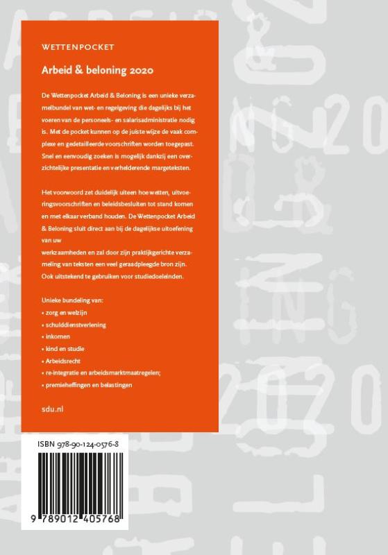 Achterkant van Wettenpocket Arbeid & Beloning 2020