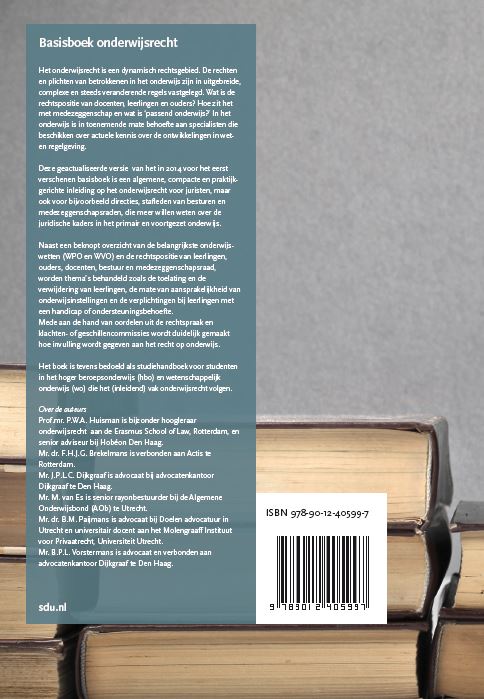 Achterkant van Basisboek Onderwijsrecht. Editie 2020