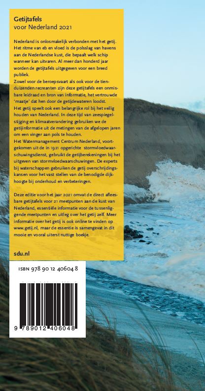 Achterkant van Getijtafels voor Nederland 2021