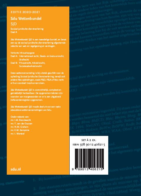 Achterkant van Sdu Wettenbundel Sociaal Juridische Dienstverlening 2020-2021 (set 2 ex)