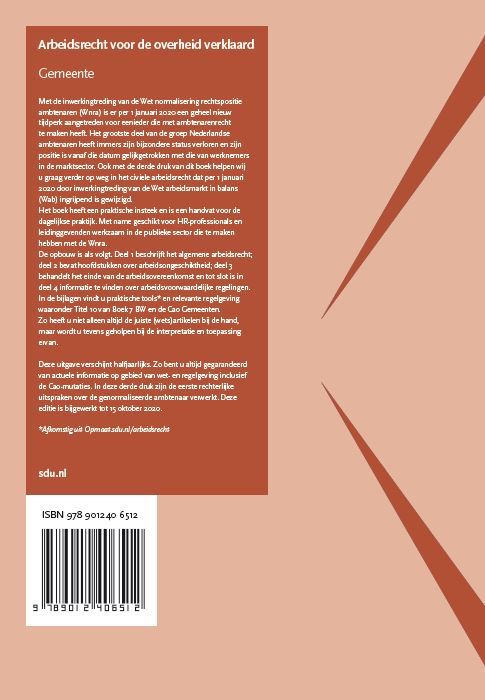 Achterkant van Arbeidsrecht voor de overheid verklaard, Editie Gemeente. 2021/1