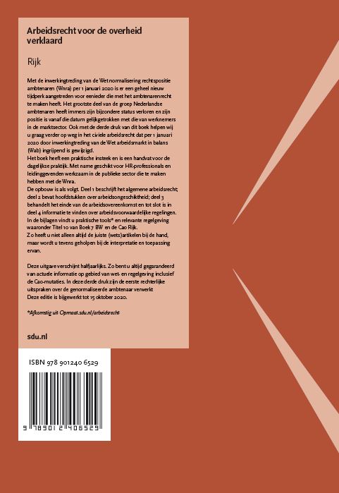 Achterkant van Arbeidsrecht voor de overheid verklaard, Editie Rijk. 2021/1