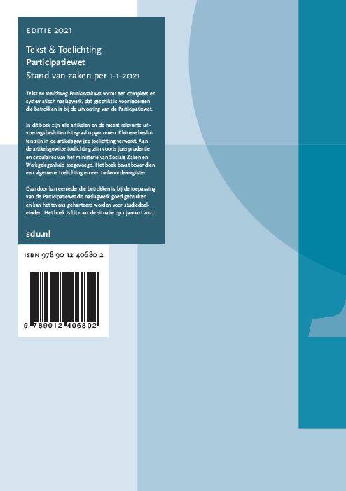 Achterkant van Tekst en Toelichting Participatiewet. Editie 2021