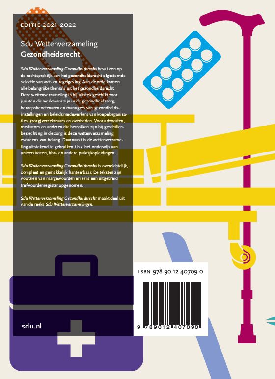 Achterkant van Sdu Wettenverzameling Gezondheidsrecht. Editie 2021-2022