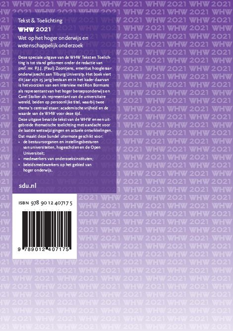 Achterkant van WHW 2021 Tekst & Toelichting