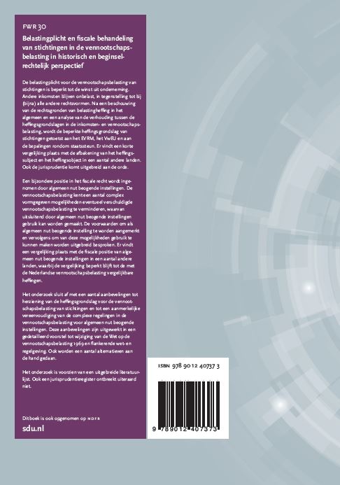 Achterkant van Belastingplicht en fiscale behandeling van stichtingen in de vennootschapsbelasting in historisch en beginselrechtelijk perspectief