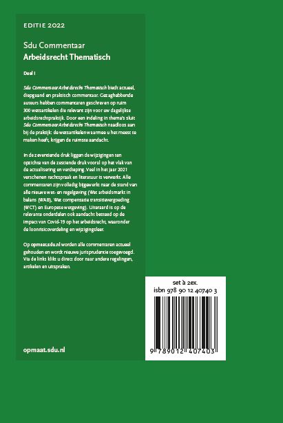 Achterkant van Sdu Commentaar Arbeidsrecht Thematisch, editie 2022 (set 2 delen)