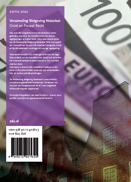 Achterkant van Verzameling Wetgeving Notariaat 2022