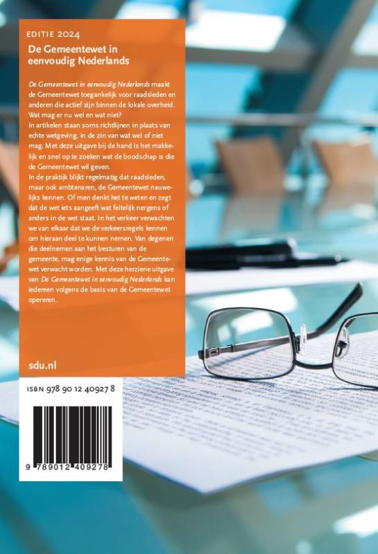 Achterkant van De gemeentewet in eenvoudig Nederlands. Editie 2024