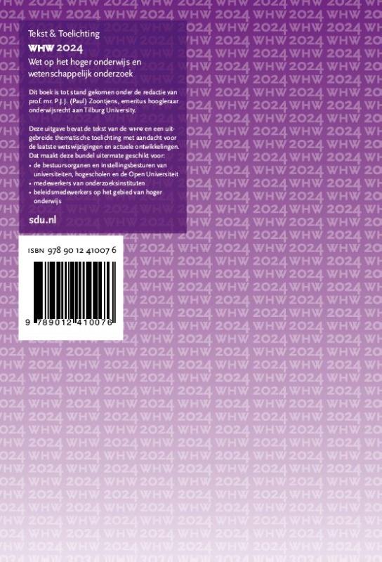 Achterkant van WHW 2024 Tekst & Toelichting