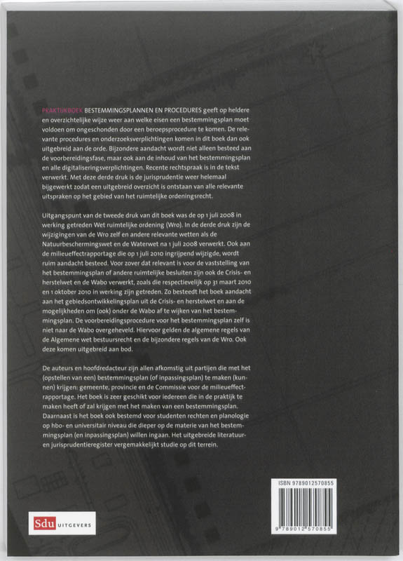 Achterkant van Praktijkboek bestemmingsplannen en procedures