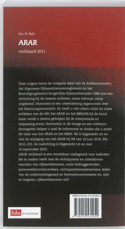 Achterkant van ARAR Verklaard 2011