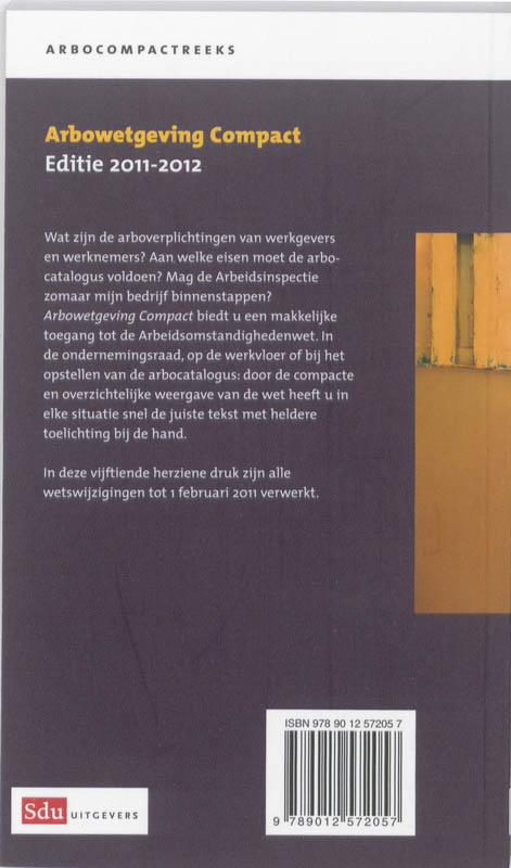 Achterkant van Arbowetgeving Compact 2011-2012