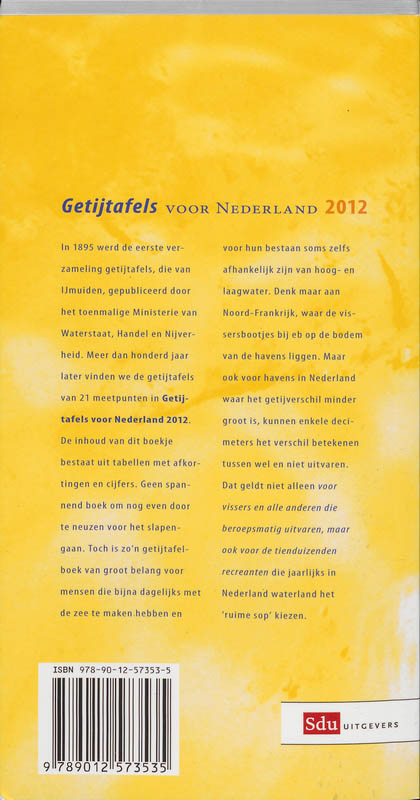 Achterkant van Getijtafels 2012